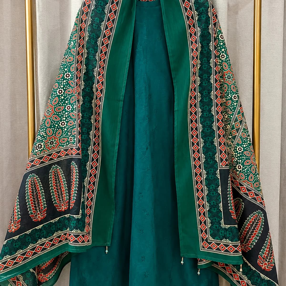 Emerald Green Boutique Stitched Semi Gown 3 Piece Set — view 2