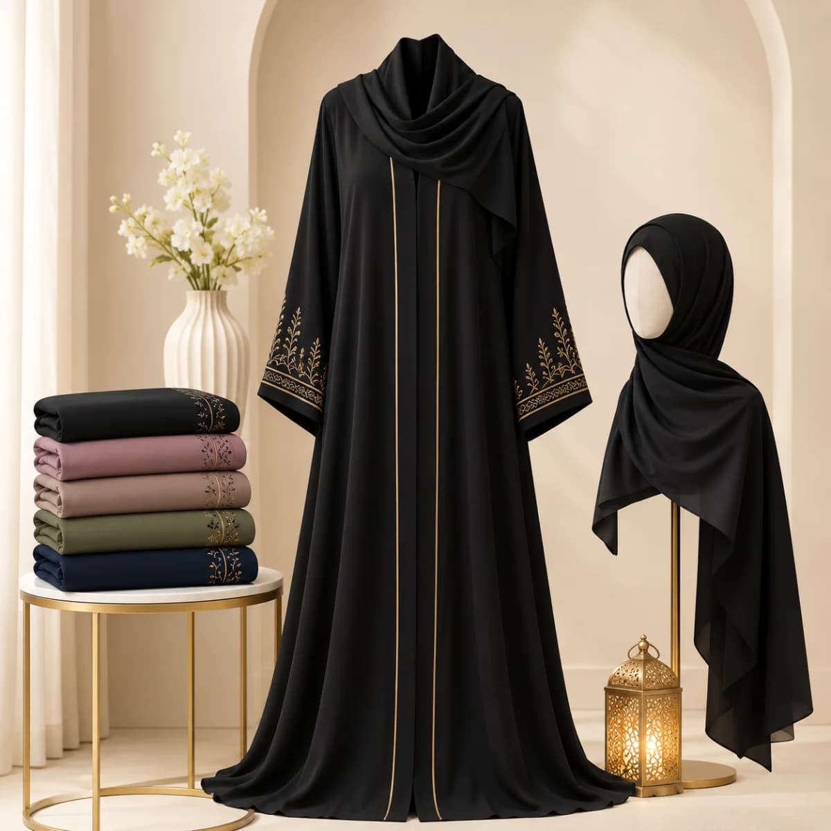 Noir Elegance Premium Abaya Set